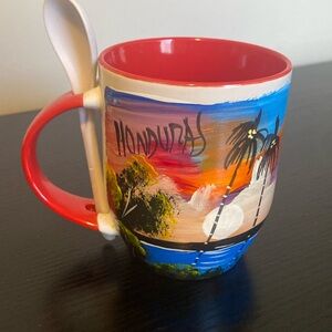 Honduras hand painted mug with spoon